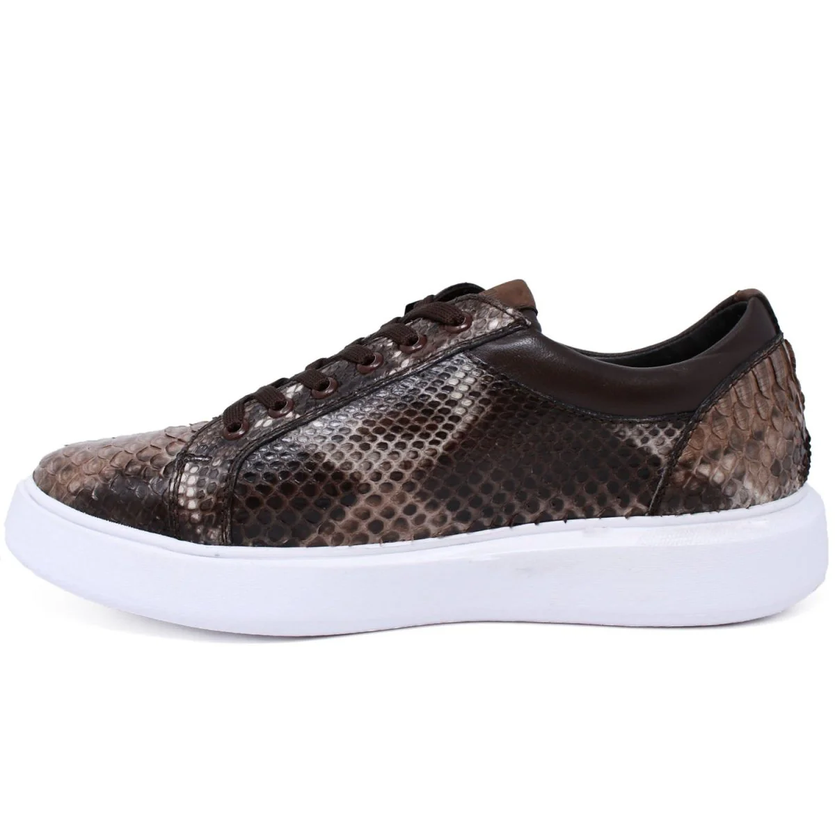 Men's Genuine Full Python Skin Sneakers - Rustic Brown - Image 3