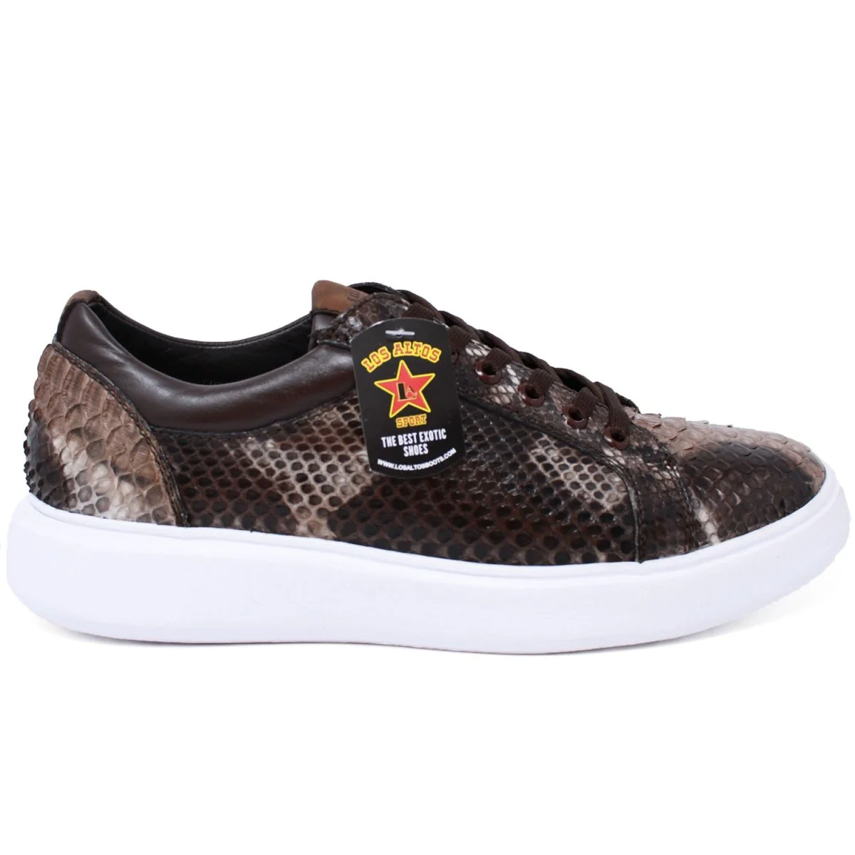 Men's Genuine Full Python Skin Sneakers - Rustic Brown - Image 4