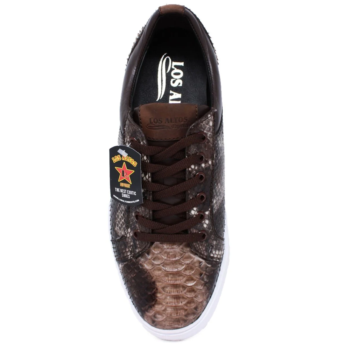 Men's Genuine Full Python Skin Sneakers - Rustic Brown - Image 5