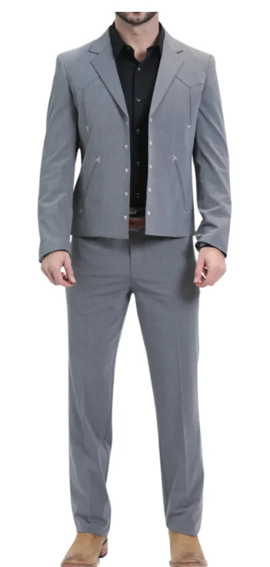 Mens Gray Western Blazer Set – Cowboy Style Jacket and Pants Outfit Classic Country Western Suit - Image 14