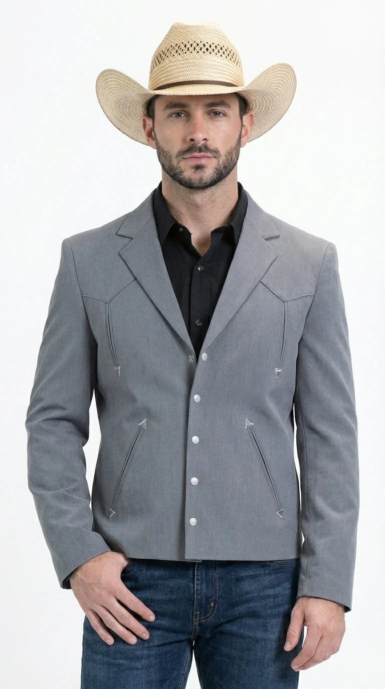 Mens Gray Western Blazer Set – Cowboy Style Jacket and Pants Outfit Classic Country Western Suit - Image 4