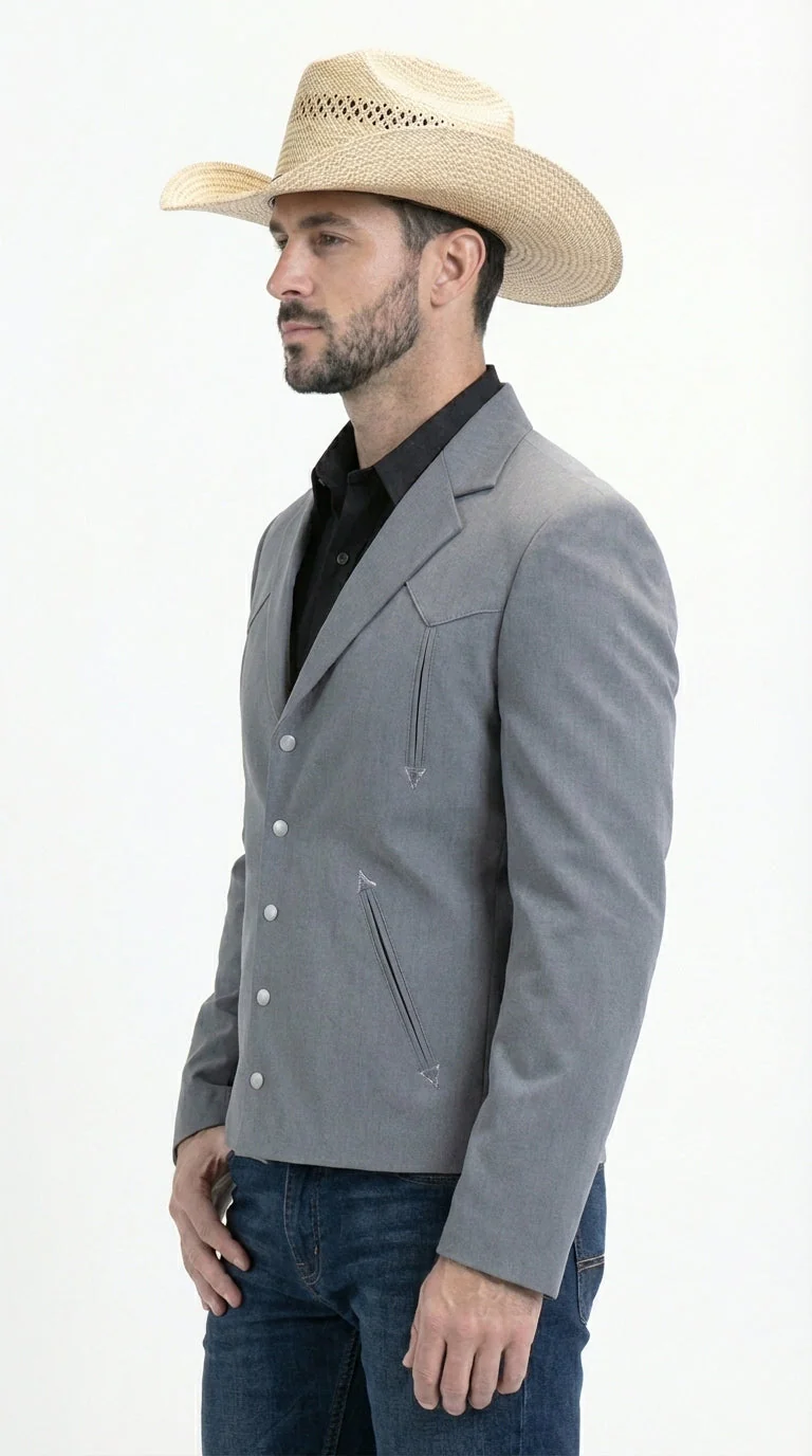 Mens Gray Western Blazer Set – Cowboy Style Jacket and Pants Outfit Classic Country Western Suit - Image 5