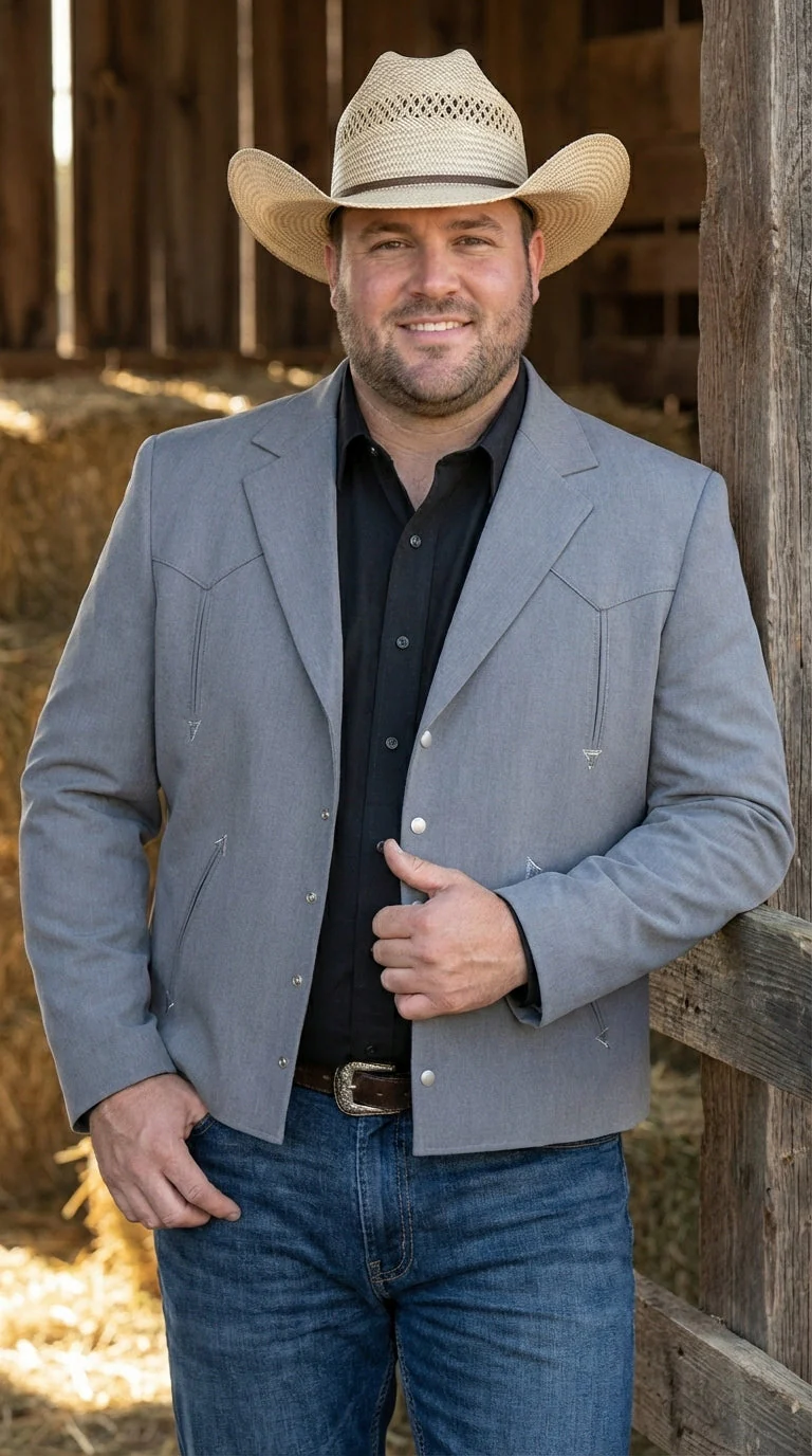 Mens Gray Western Blazer Set – Cowboy Style Jacket and Pants Outfit Classic Country Western Suit - Image 7