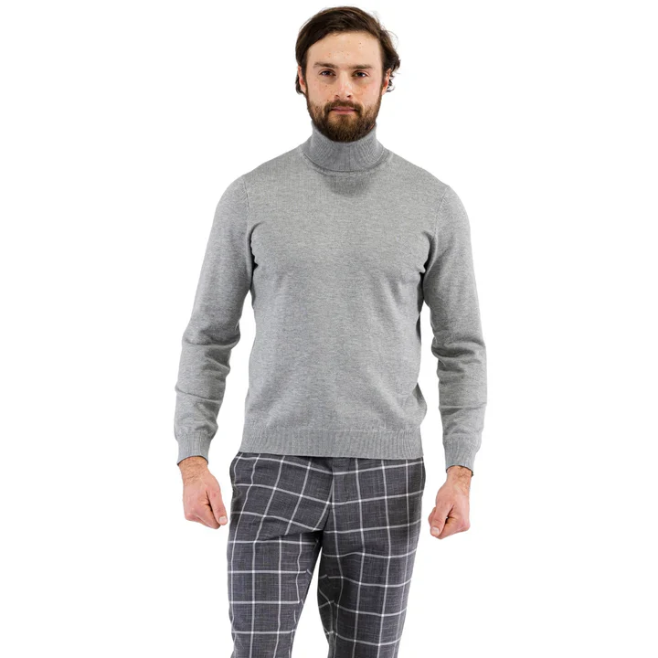 MENS GREY PULLOVER TURTLENECK SWEATER - Image 3