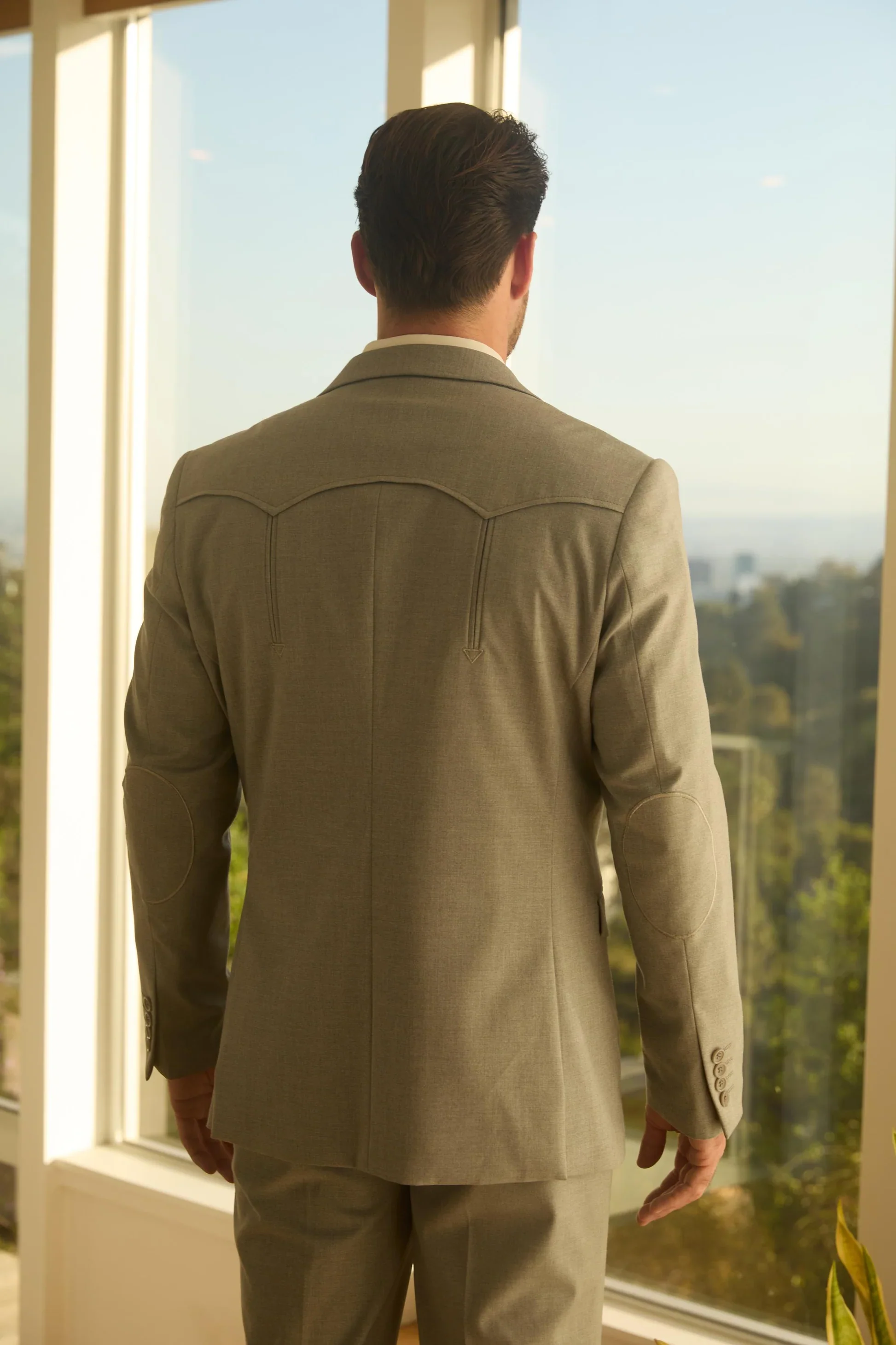 Mens Grey Western Sport Suit with Elbow Patches – Rugged Classic Style - Image 3