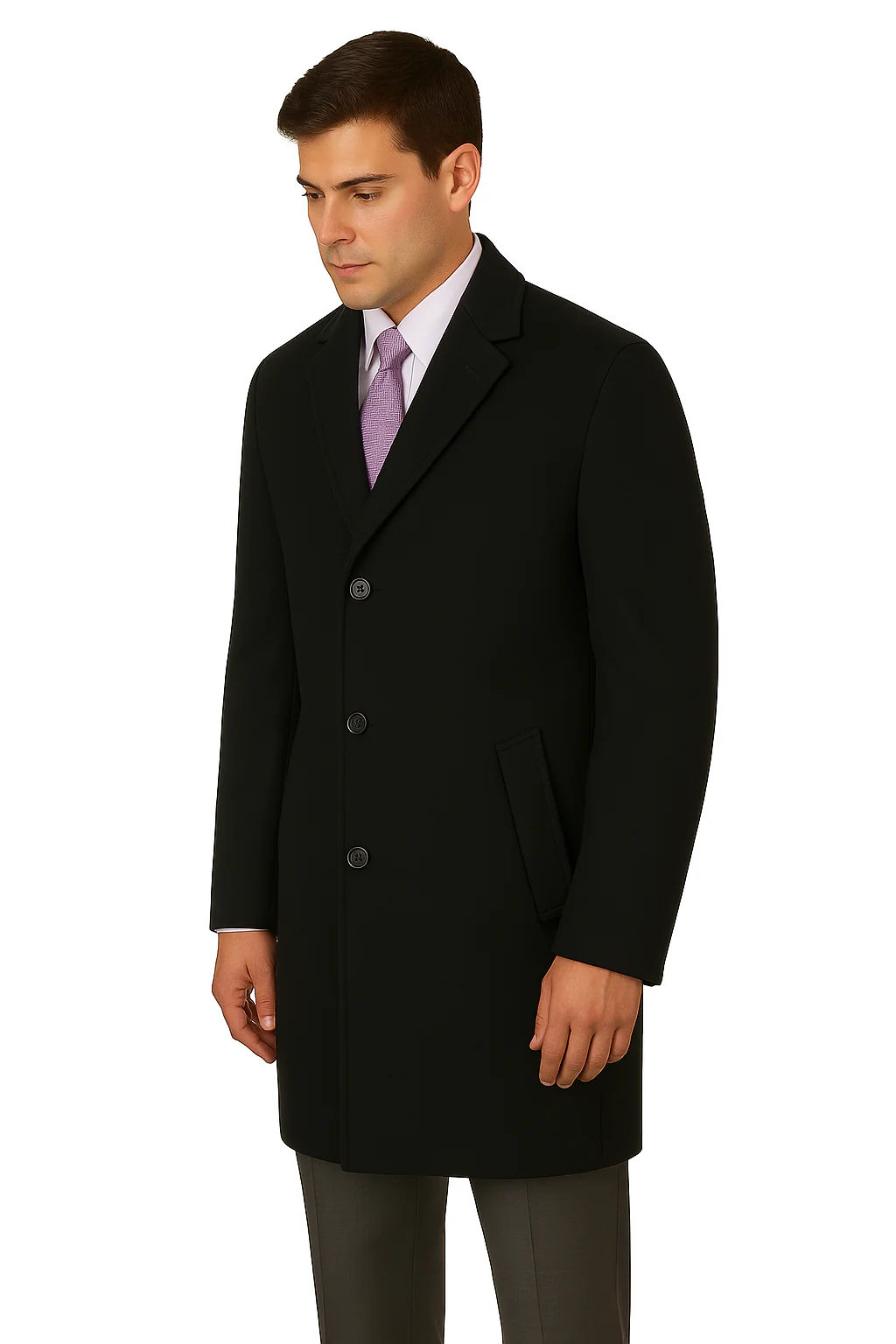 Men's Heavy Wool Overcoat – Classic Full Length Winter Topcoat - Image 5