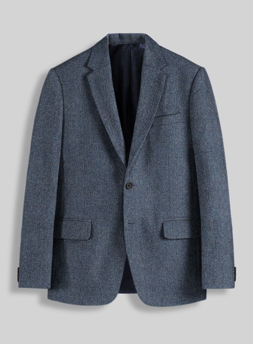 Mens Heritage Blue Herringbone Jacket – Timeless Tweed Sport Coat - Image 3