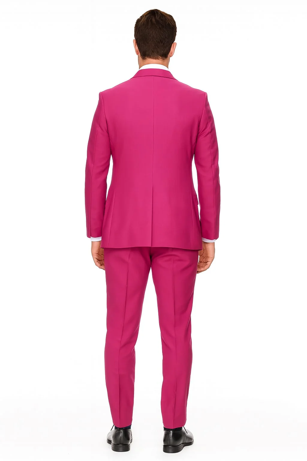 Mens Hot Pink Tuxedo Dinner Jacket + Pants with Shawl Lapel – Slim Fit 2-Piece Suit for Weddings, Proms Suit in Fuchsia Color - Image 2