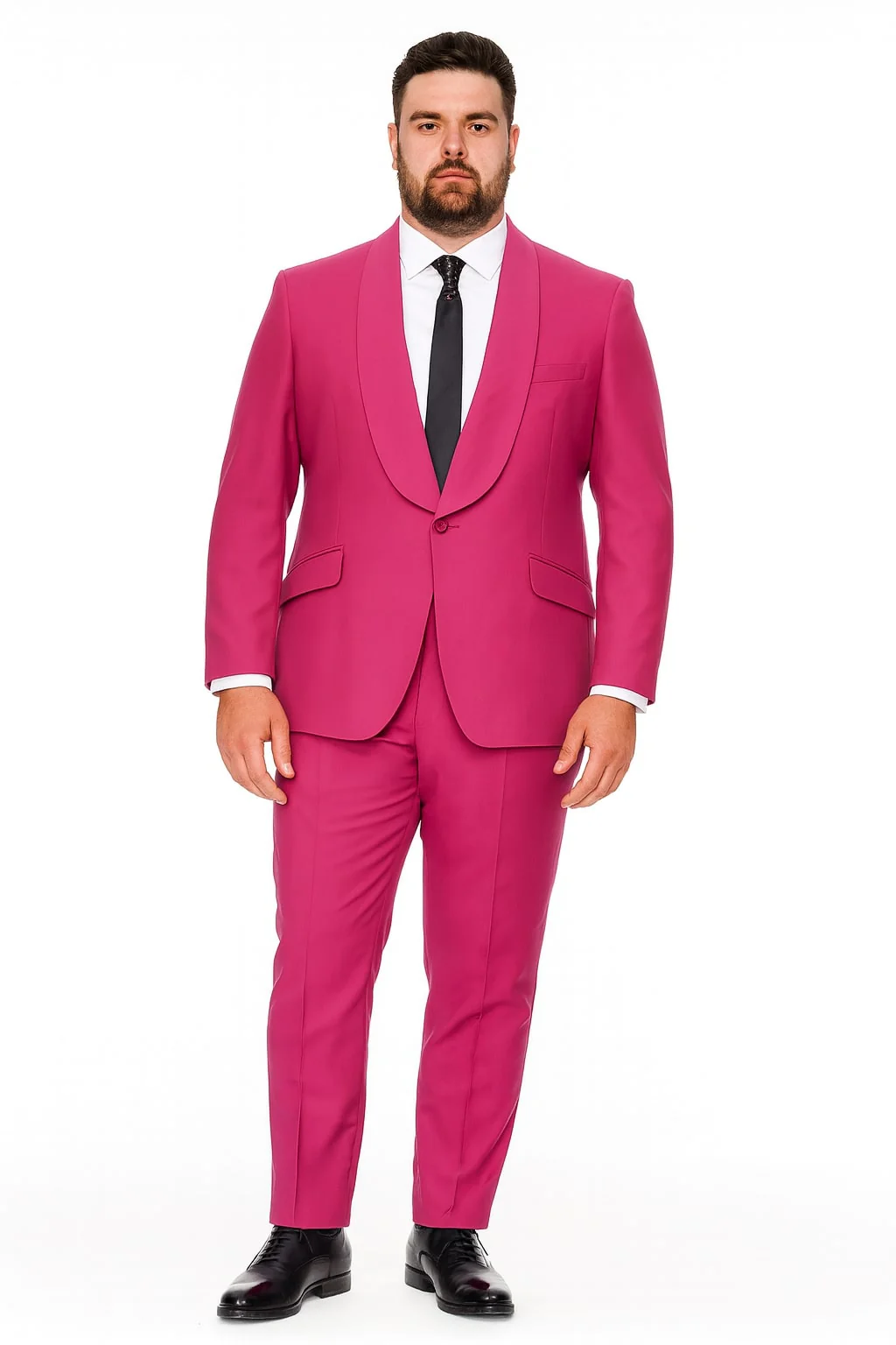 Mens Hot Pink Tuxedo Dinner Jacket + Pants with Shawl Lapel – Slim Fit 2-Piece Suit for Weddings, Proms Suit in Fuchsia Color - Image 5