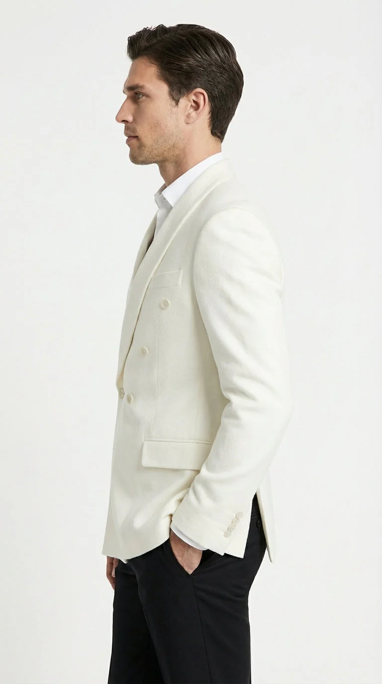 Mens Ivory Dinner Jacket Blazer – Elegant Ivory Cream Off White Formal Blazer Wedding Tuxedo Jacket Evening Wear - Image 5