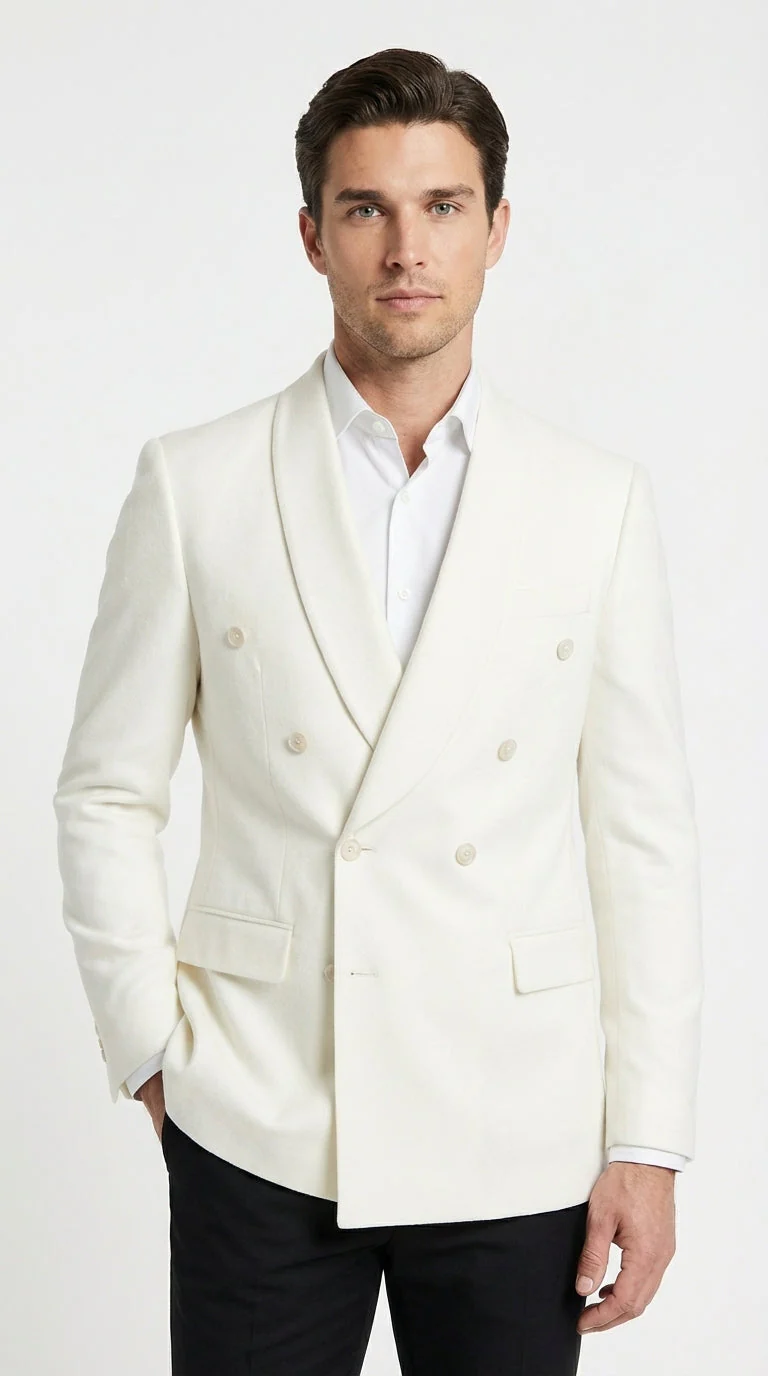 Mens Ivory Dinner Jacket Blazer – Elegant Ivory Cream Off White Formal Blazer Wedding Tuxedo Jacket Evening Wear - Image 6