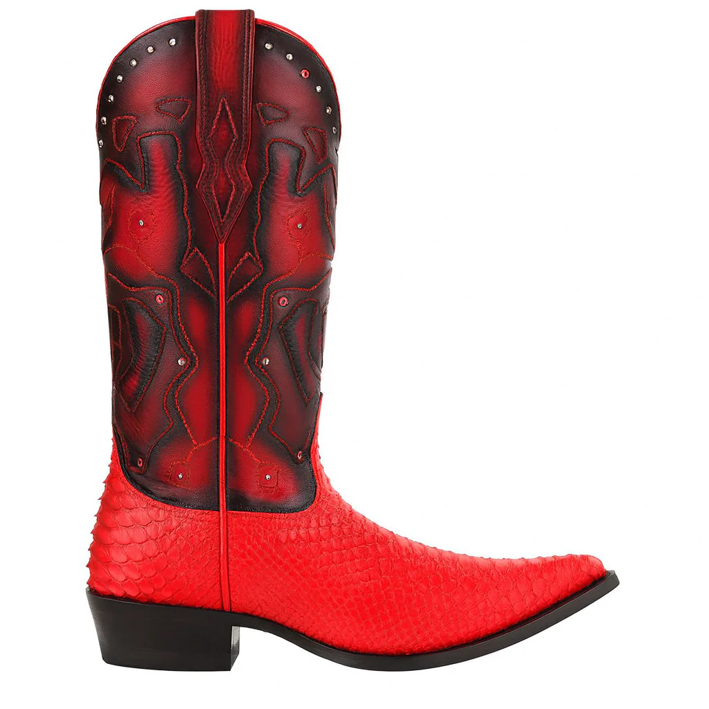 Men's King Exotic Boots Genuine Python 3x Toe Red (495vf5712) - Image 2