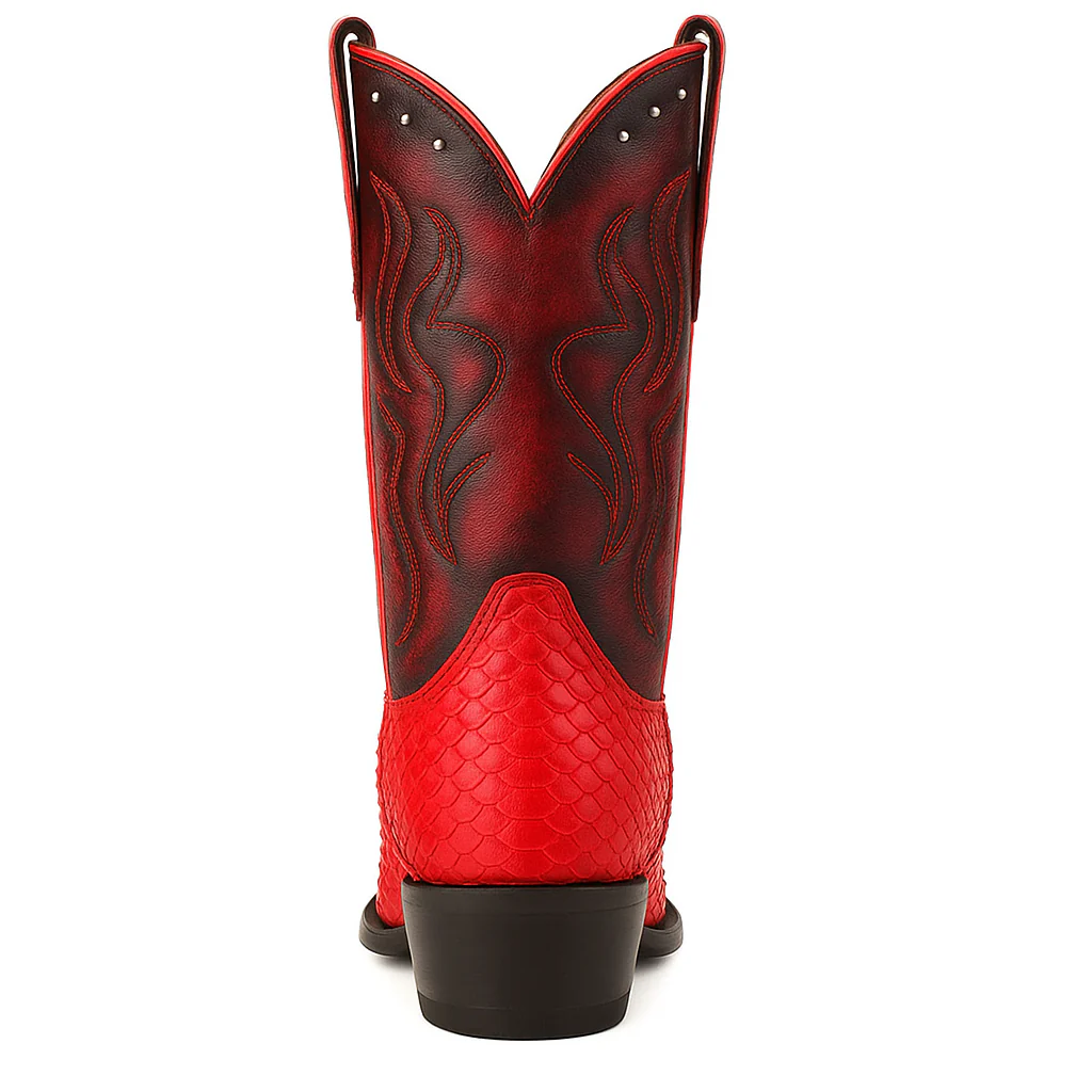 Men's King Exotic Boots Genuine Python 3x Toe Red (495vf5712) - Image 4