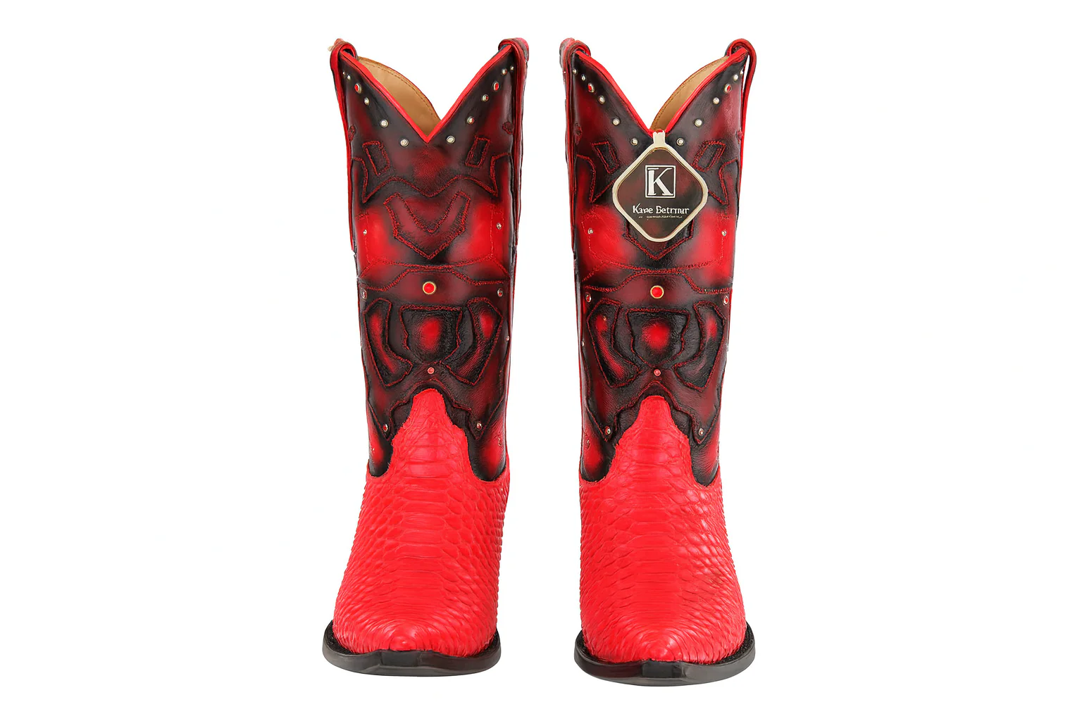 Men's King Exotic Boots Genuine Python 3x Toe Red (495vf5712) - Image 7