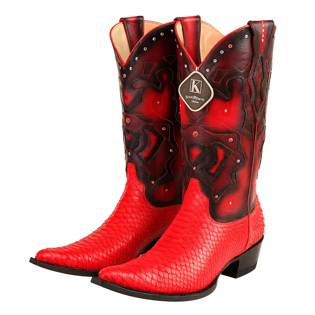Men's King Exotic Boots Genuine Python 3x Toe Red (495vf5712) - Image 9
