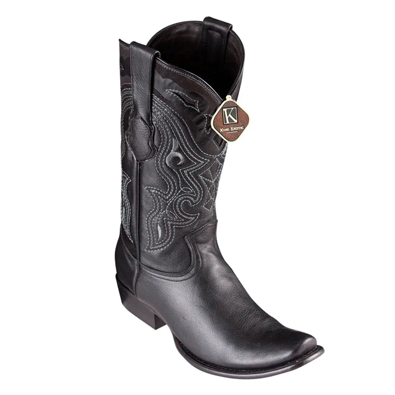 Men's King Exotic Elk Boots Dubai Toe Handcrafted Black (4795105)