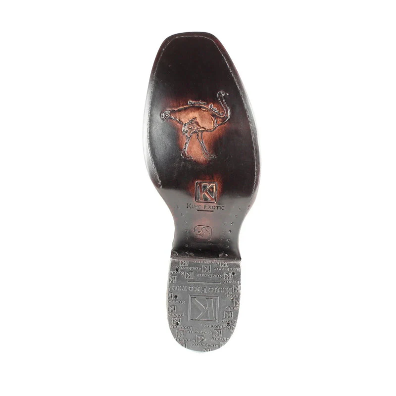 Men's King Exotic Genuine Ostrich Leg Boots Dubai Toe Handcrafted Black Cherry (479B0518) - Image 2