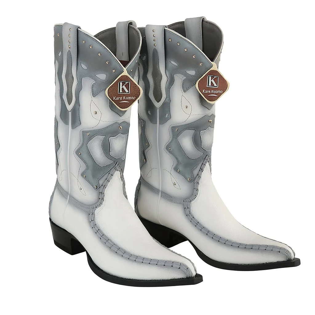 Men's King Exotic Genuine Sharkskin Boots 3x Toe Burnished White (495v20928) - Image 8