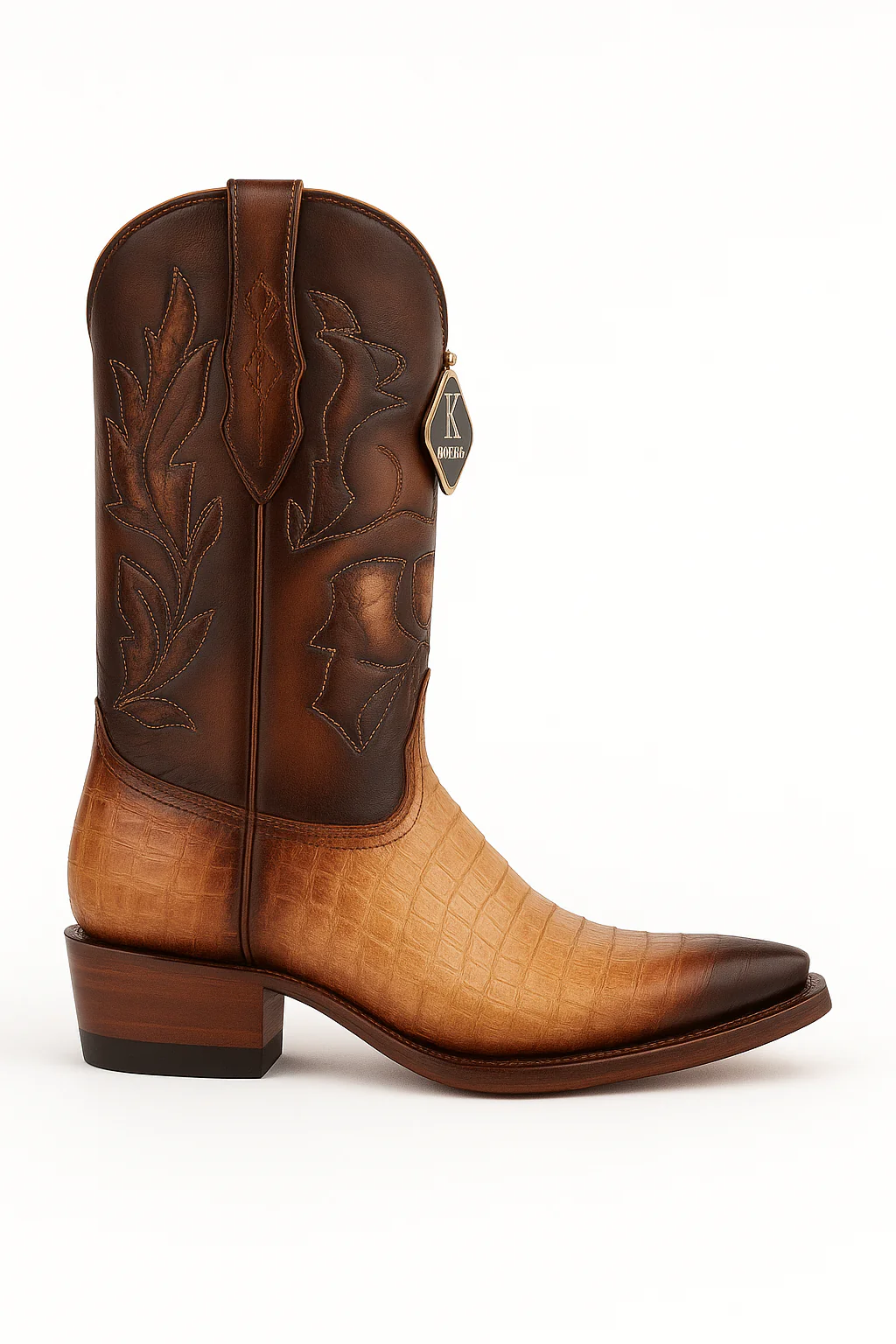 Men's King Exotic Snip Toe Caiman Belly Boots Handcrafted Burnished Oryx (494RD8215) - Image 2