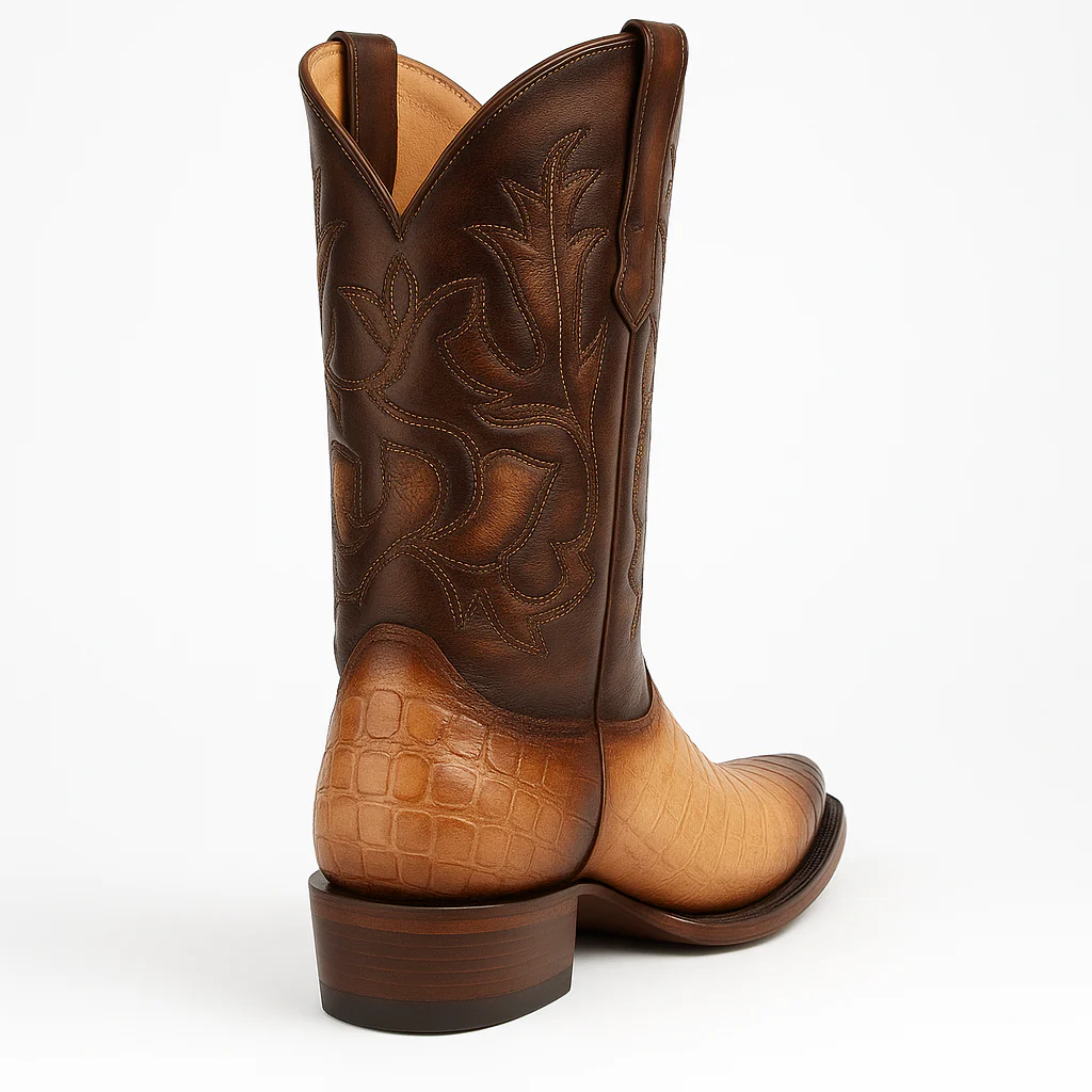 Men's King Exotic Snip Toe Caiman Belly Boots Handcrafted Burnished Oryx (494RD8215) - Image 4