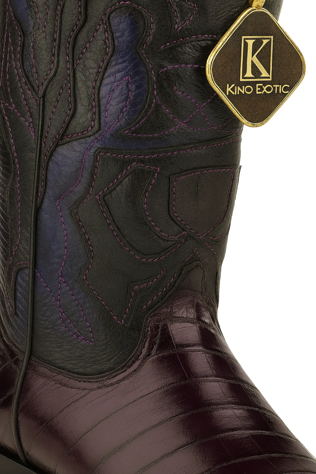 Men's King Exotic Snip Toe Eel Boots Handcrafted Burnished Purple (494RD0866) - Image 3