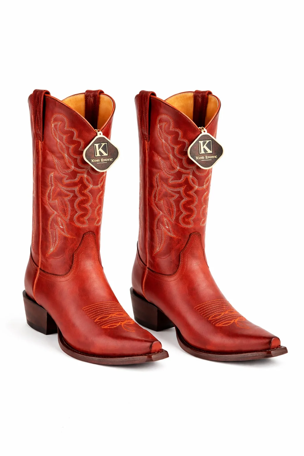 Men's King Exotic Snip Toe Pull Up Leather Boots Handmade Cognac (4943803) - Image 3