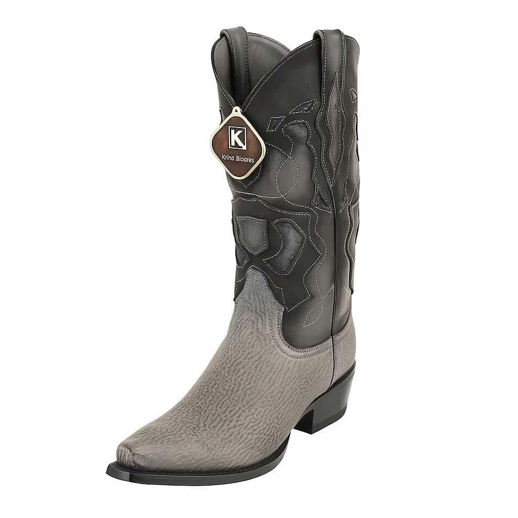 Men's King Exotic Snip Toe Sharkskin Boots Handcrafted Gray (494R0909) - Image 9