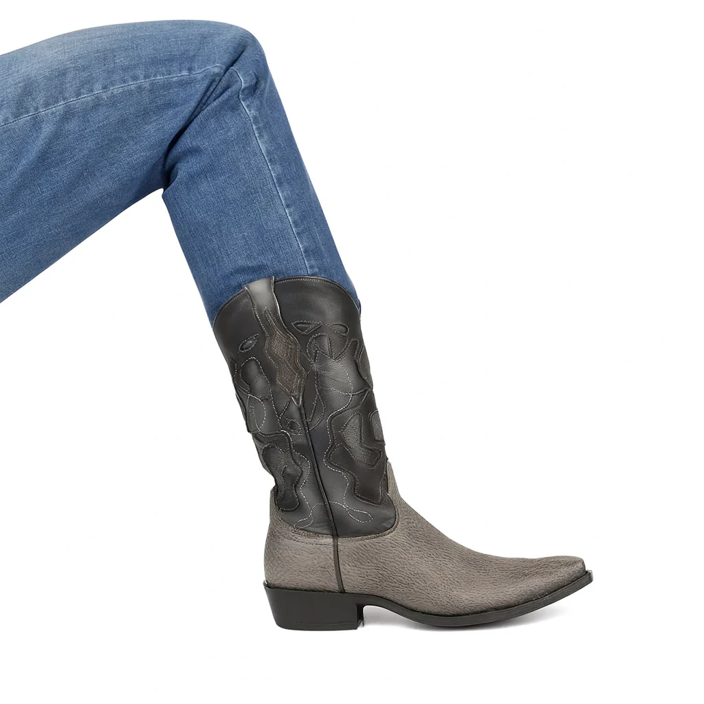 Men's King Exotic Snip Toe Sharkskin Boots Handcrafted Gray (494R0909) - Image 8