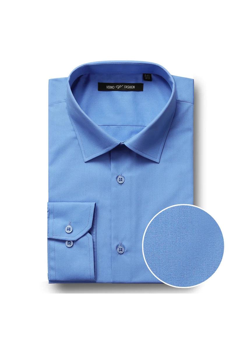 Mens Light Blue Classic Fit Spread Collar Dress Shirt