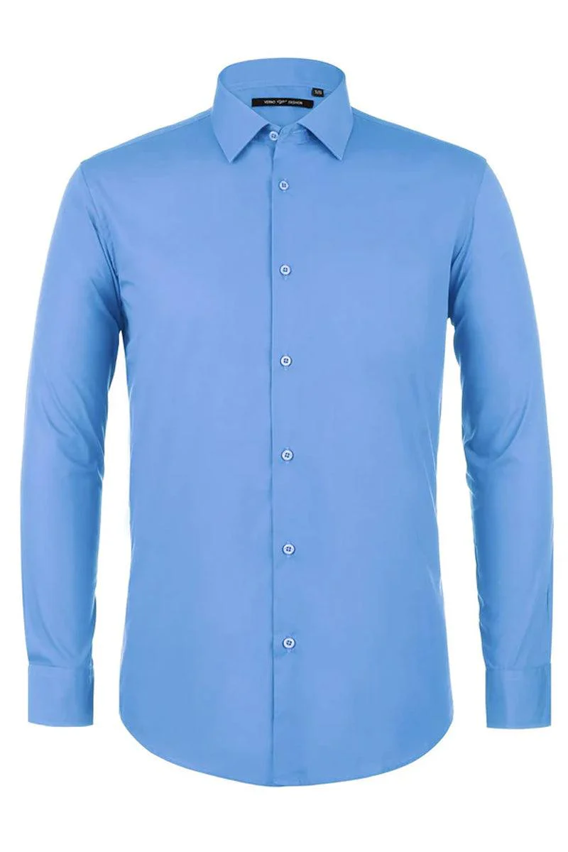 Mens Light Blue Classic Fit Spread Collar Dress Shirt - Image 2
