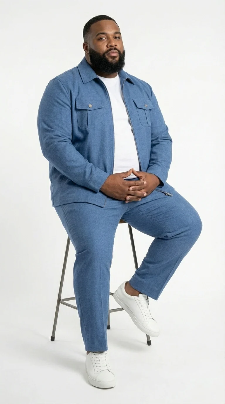 Mens Light Blue Walking Suit Set – Safair Military Casual Jacket and Pants Outfit for Travel, Vacation, Streetwear - Image 10