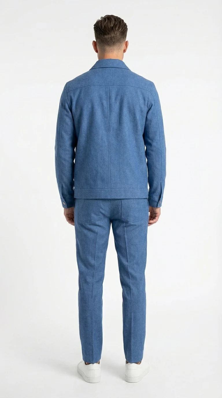 Mens Light Blue Walking Suit Set – Safair Military Casual Jacket and Pants Outfit for Travel, Vacation, Streetwear - Image 3