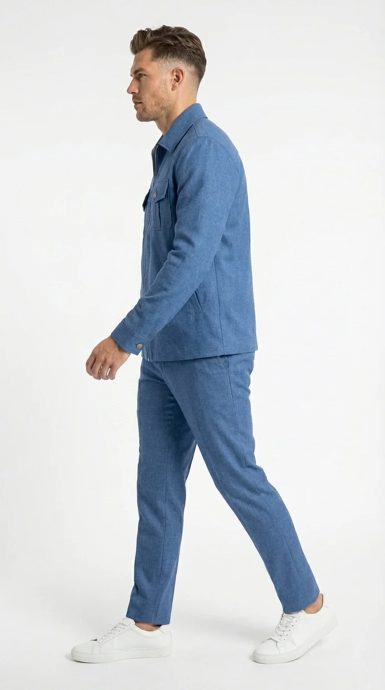Mens Light Blue Walking Suit Set – Safair Military Casual Jacket and Pants Outfit for Travel, Vacation, Streetwear - Image 5