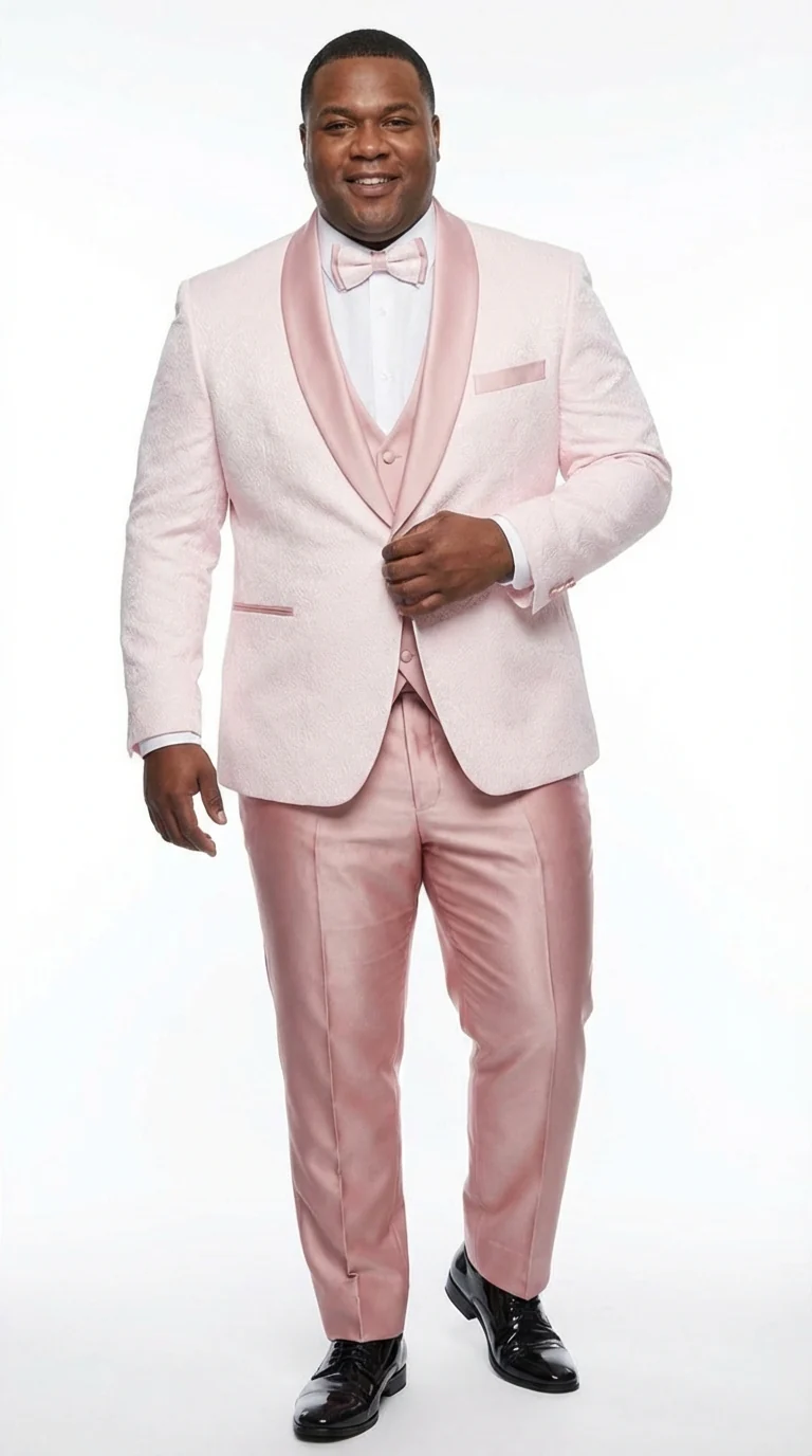 Men's Light Pink 3 Piece Tuxedo Suit Set | Shawl Lapel Formal Wedding Prom Dinner Suit in Rose Gold Color - Image 10