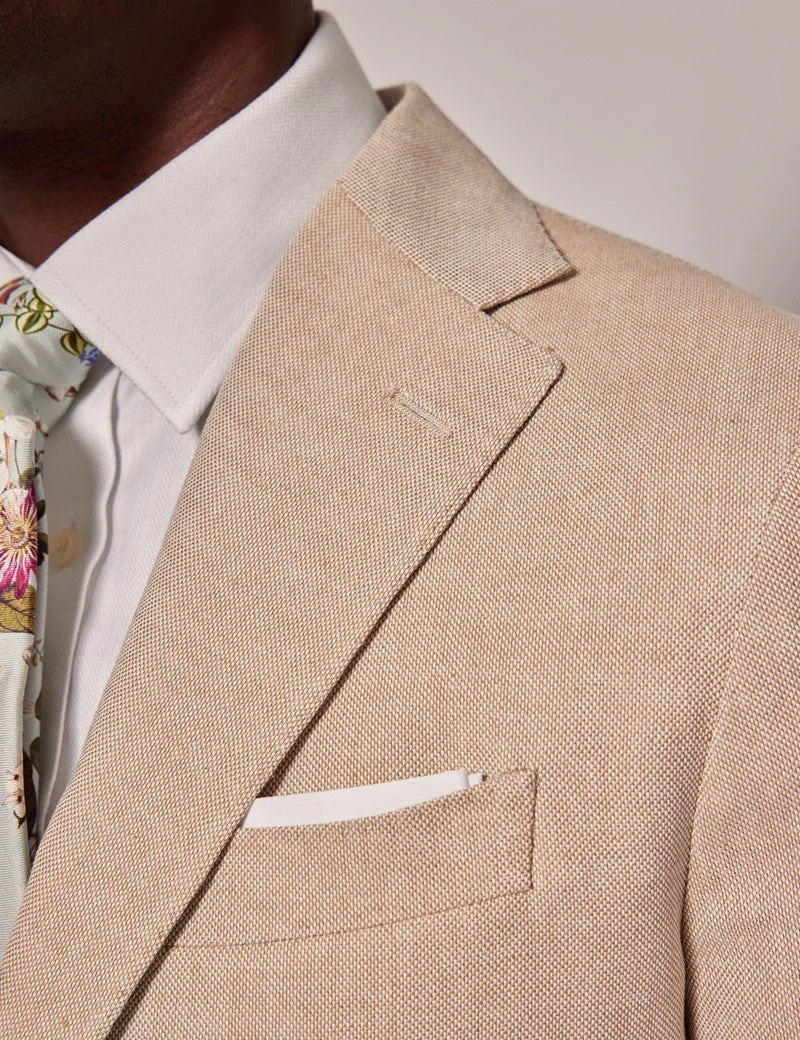 Mens Linen Suit For Beach Wedding - Summer  Slim Suit in Stone - Image 3