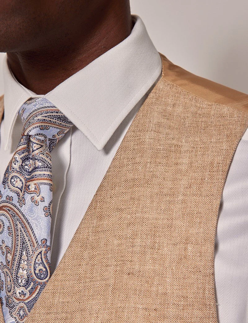 Mens Linen Suit For Beach Wedding - Summer  Suit in Beige - Image 7