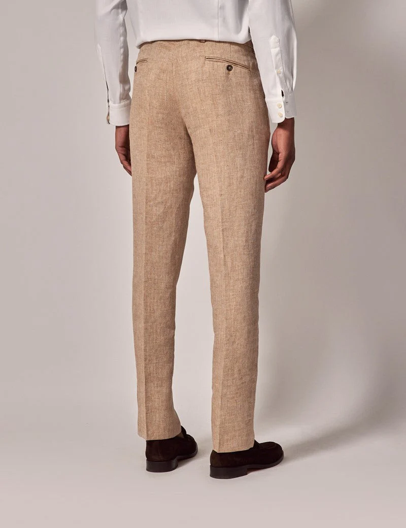 Mens Linen Suit For Beach Wedding - Summer  Suit in Beige Herringbone - Image 10