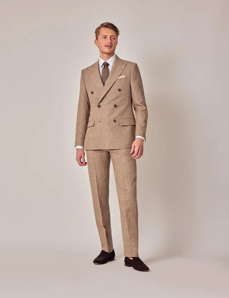 Mens Linen Suit For Beach Wedding - Summer  Suit in Brown - Image 16