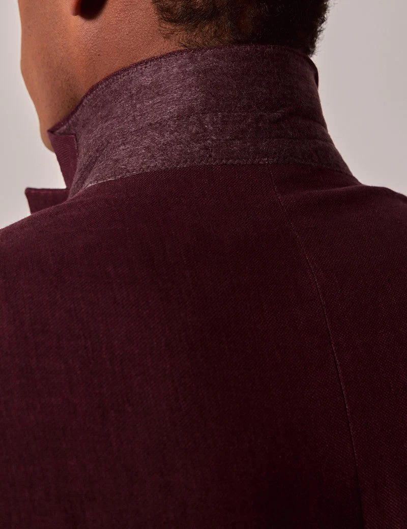 Mens Linen Suit For Beach Wedding - Summer Suit in Burgundy - Image 10