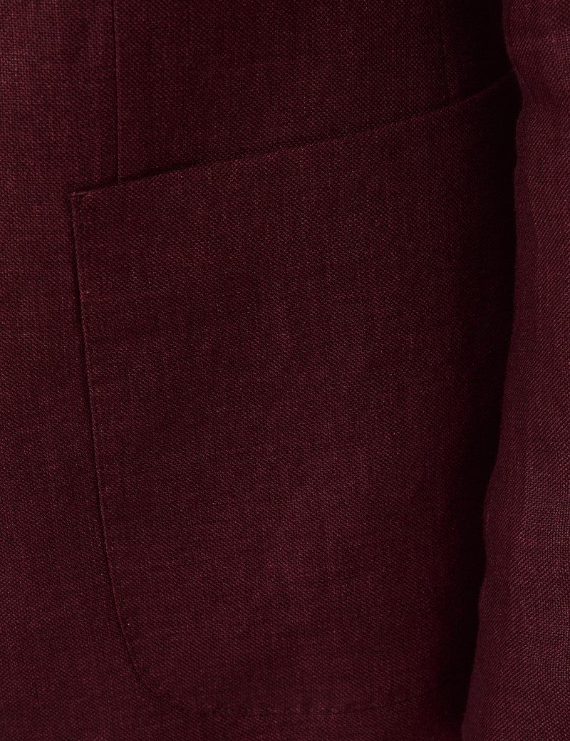 Mens Linen Suit For Beach Wedding - Summer Suit in Burgundy - Image 4