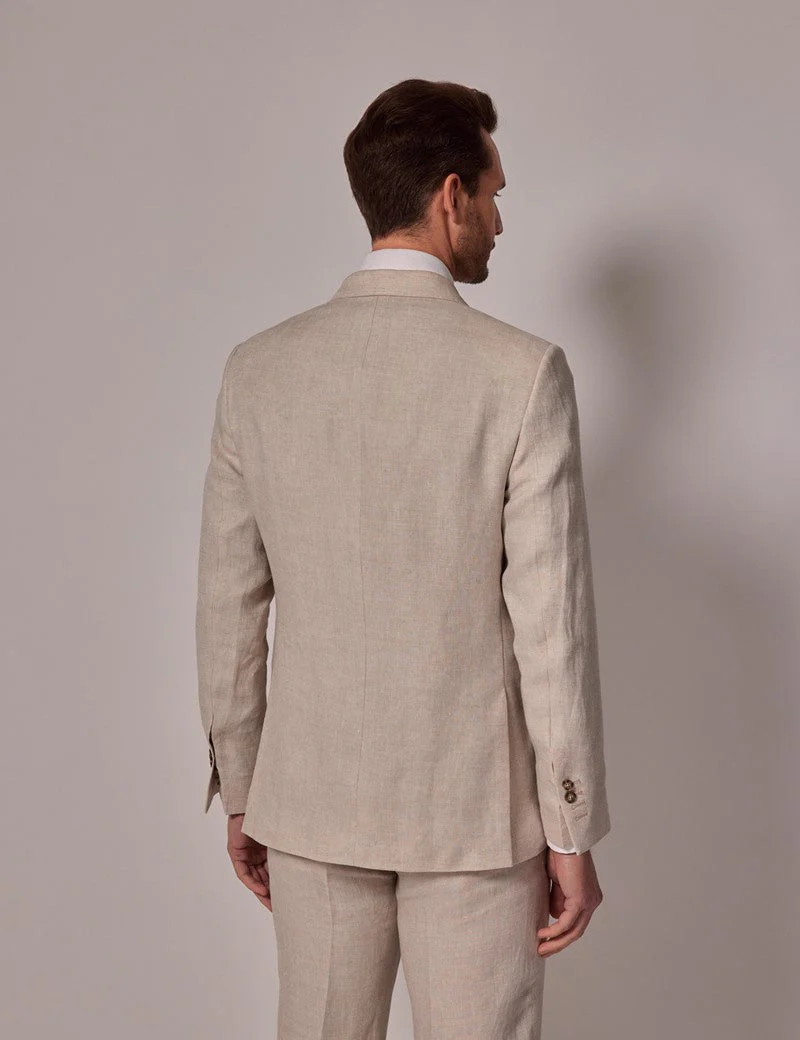 Mens Linen Suit For Beach Wedding - Summer  Suit in Cream - Image 3