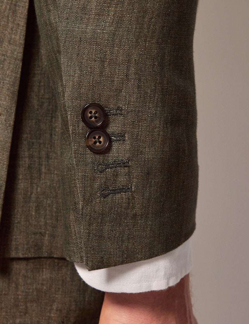 Mens Linen Suit For Beach Wedding - Summer Suit in Dark Green - Image 10