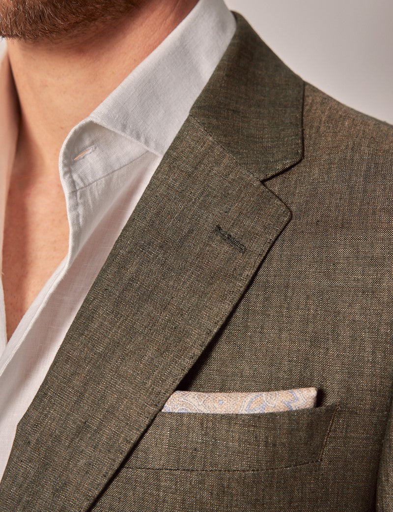 Mens Linen Suit For Beach Wedding - Summer Suit in Dark Green - Image 4