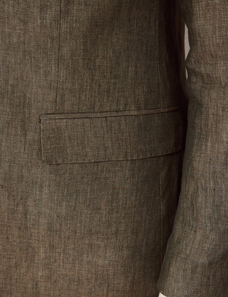 Mens Linen Suit For Beach Wedding - Summer Suit in Dark Green - Image 5