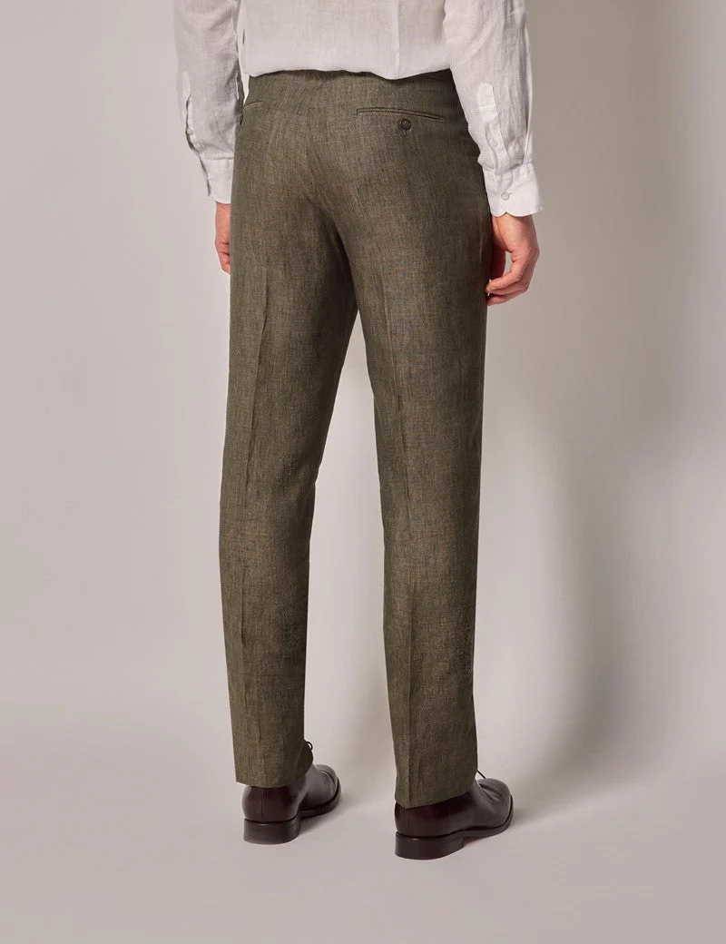Mens Linen Suit For Beach Wedding - Summer Suit in Dark Green - Image 6