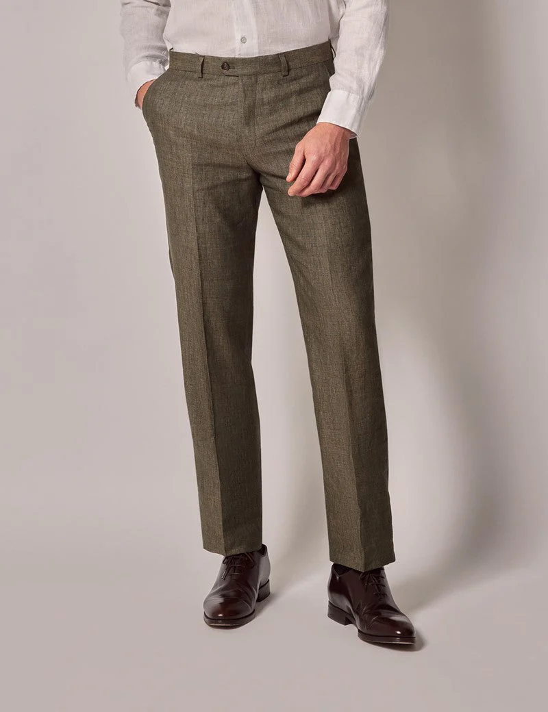 Mens Linen Suit For Beach Wedding - Summer Suit in Dark Green - Image 8