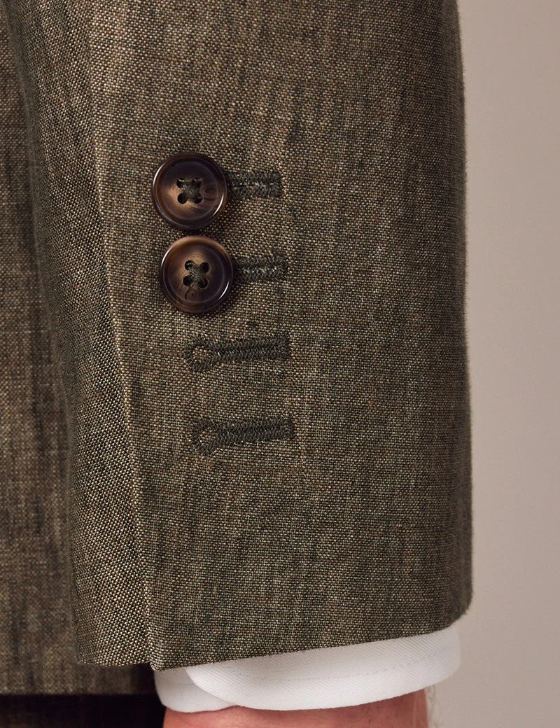 Mens Linen Suit For Beach Wedding - Summer  Suit in Dark Green Tailored Fit - Image 10