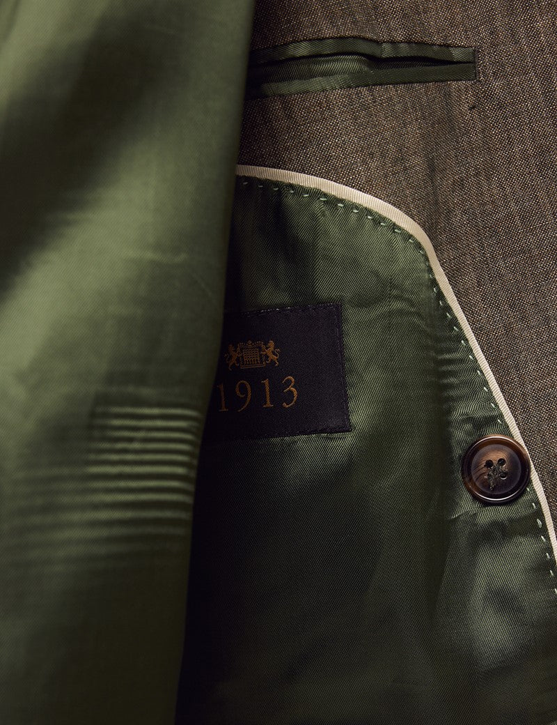 Mens Linen Suit For Beach Wedding - Summer  Suit in Dark Green Tailored Fit - Image 11