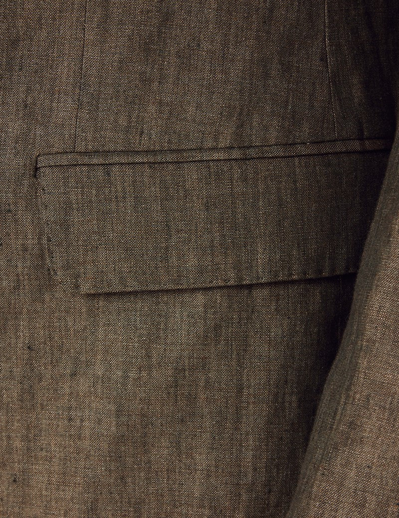 Mens Linen Suit For Beach Wedding - Summer  Suit in Dark Green Tailored Fit - Image 12