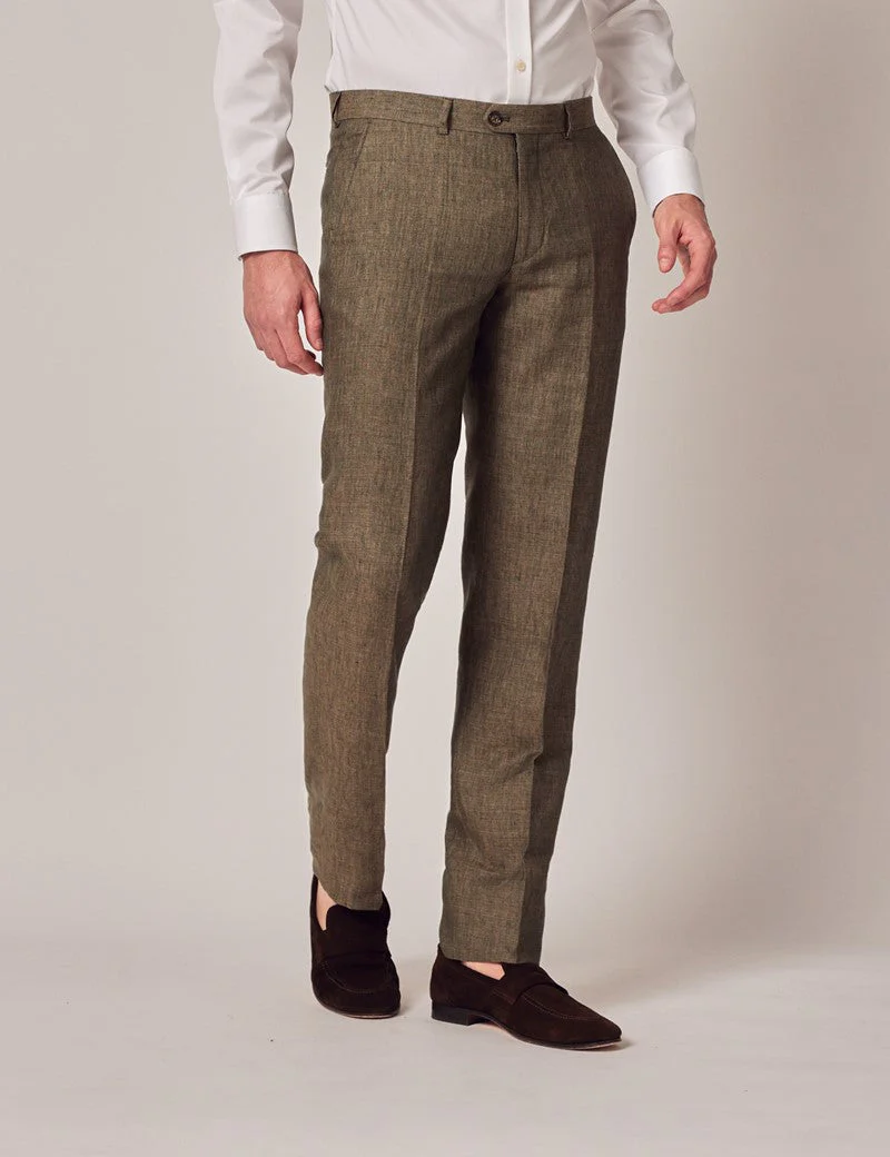 Mens Linen Suit For Beach Wedding - Summer  Suit in Dark Green Tailored Fit - Image 13